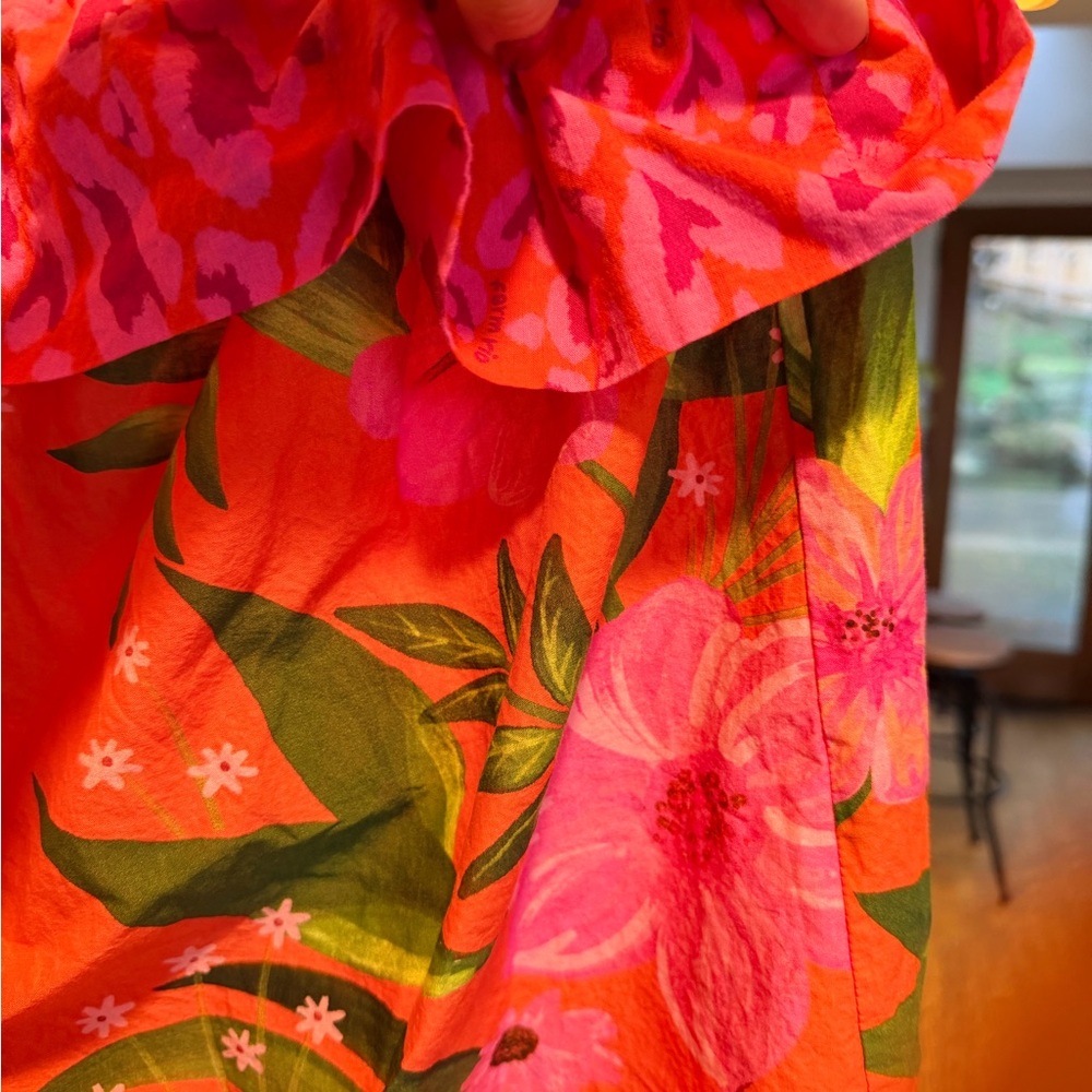 Farm Rio Floral Beach Cover Up with Ruffle Hem - Picture 2 of 6